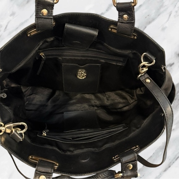 DKNY Vintage Y2K Glossy Black Calf Leather Satchel - Picture 12 of 16